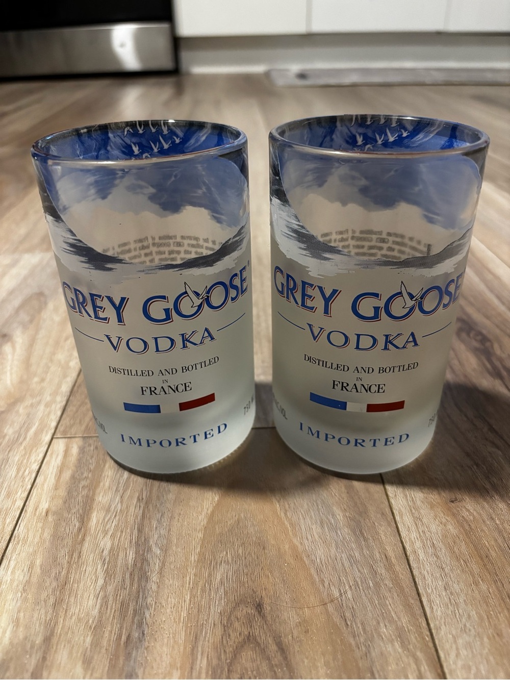 Grey Goose Vodka Upcycled Frosted Glass Tumblers - Set of 2